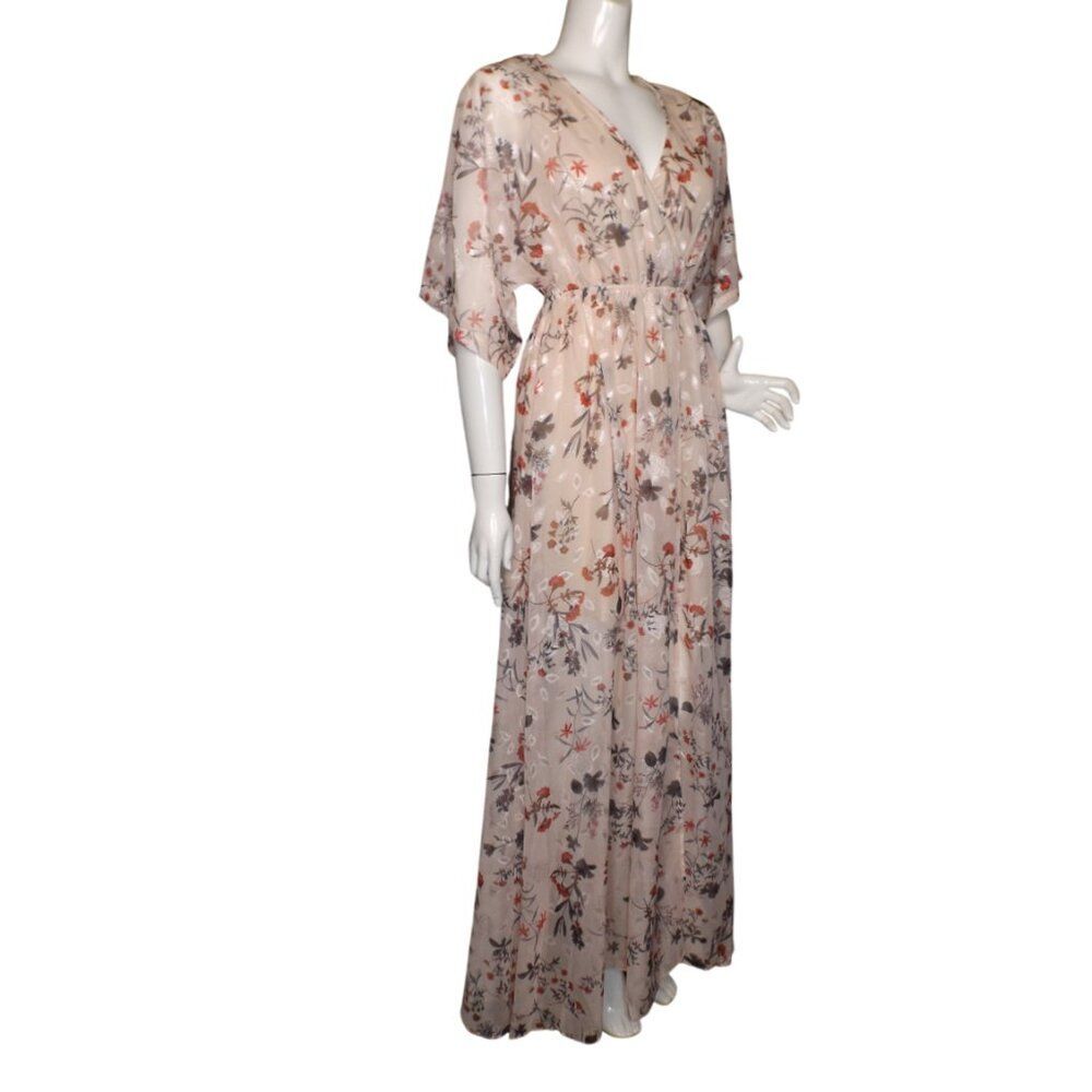 BALTIC BORN Maxi Dress, S, Pink/Multicolor Floral, Kimono sleeve, V-neck, Long - Picture 3 of 14